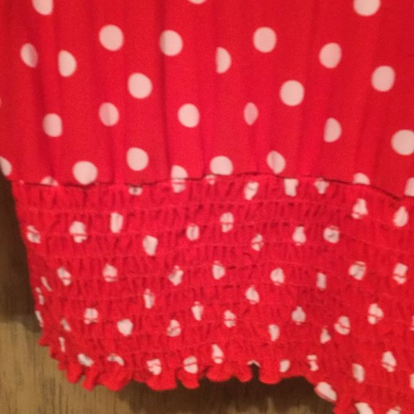 Plus size polka dot wide sleeve smoked bottom top - Picture 2 of 7